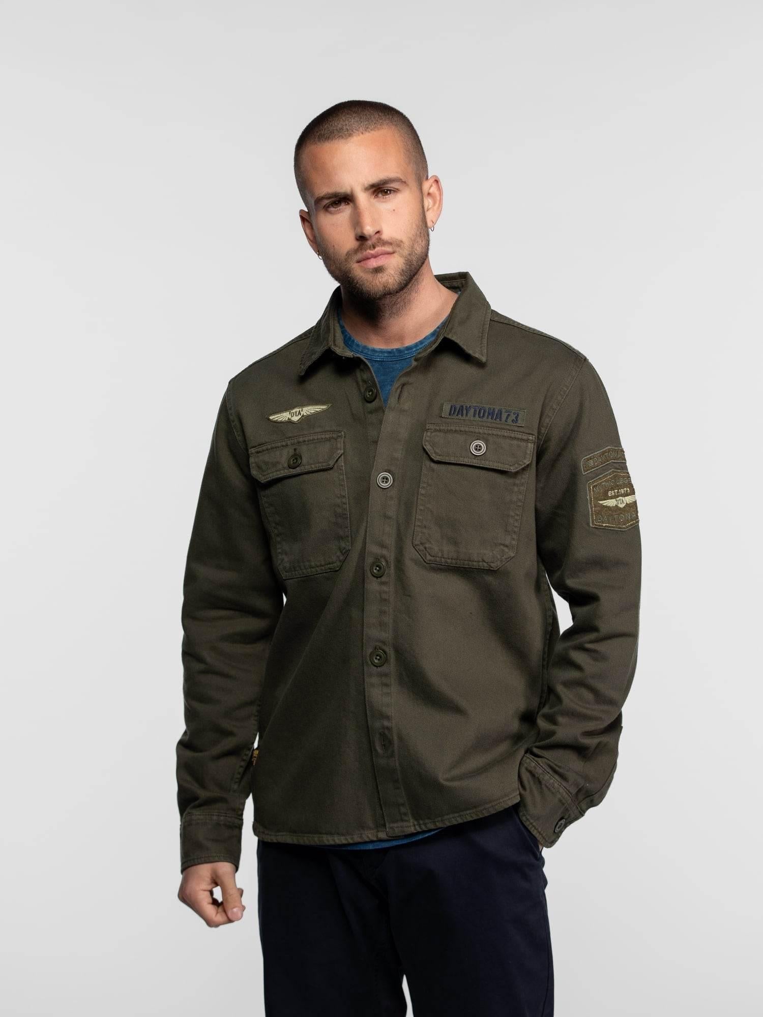 DAYTONA 73 Camicia militare uomo Jeffbull light khaki 