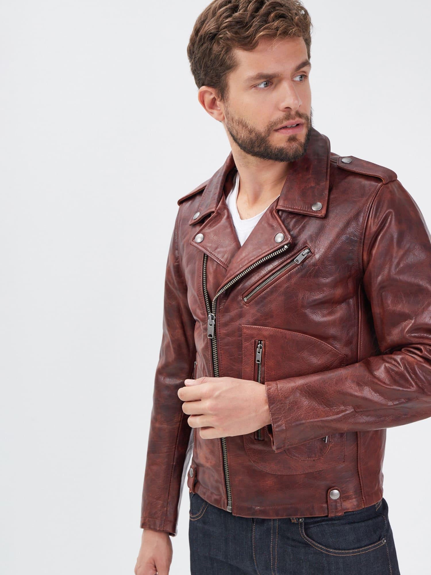 DAYTONA 73 Giacca in pelle cognac uomo Redford 