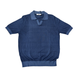 MASQ Polo unisex blu senza bottoni in cotone 