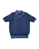 Unisex blue buttonless cotton polo shirt