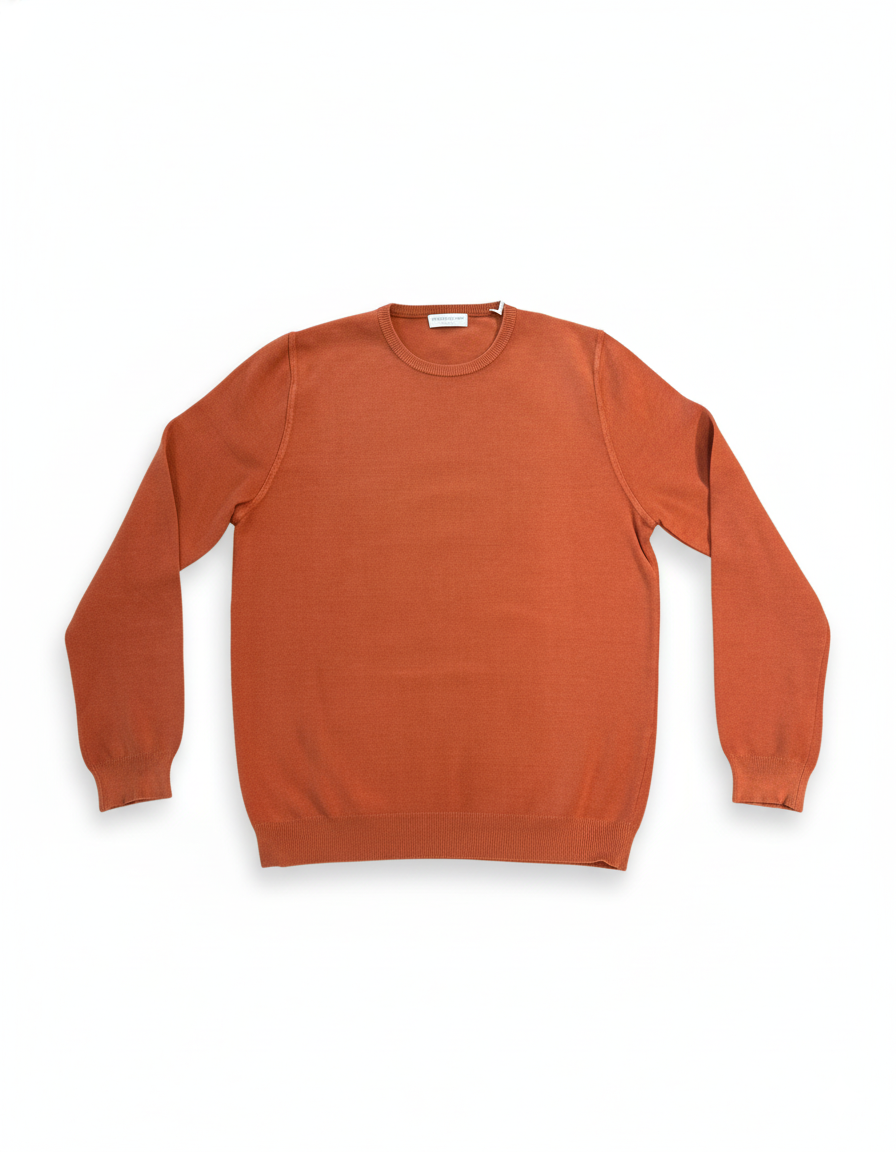 FRANCESCO PIERI MAGLIERIA Maglia girocollo in cotone mattone 