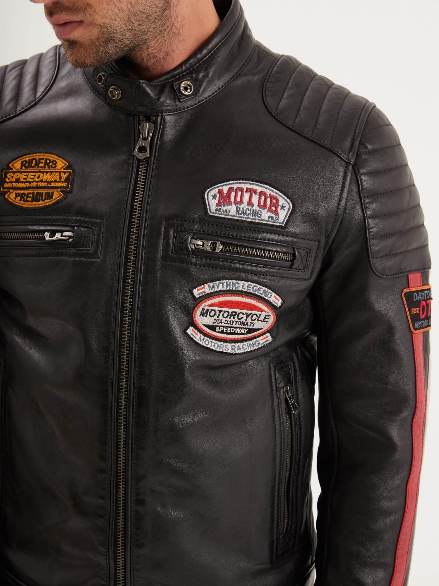DAYTONA 73 Giacca uomo in pelle nera Gasly Black 