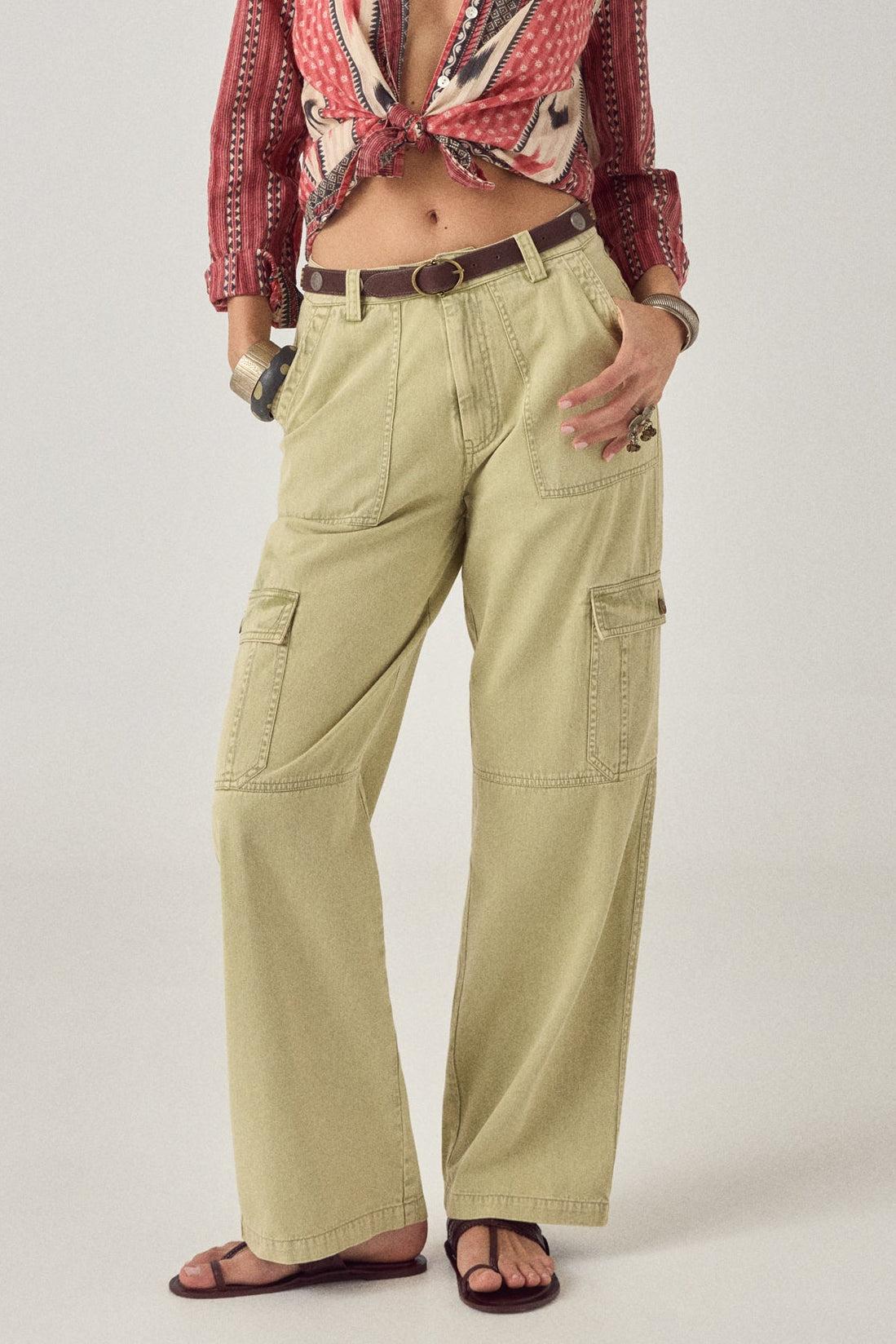 MAISON HOTEL Pantalone donna Pika cargo in cotone khaki 