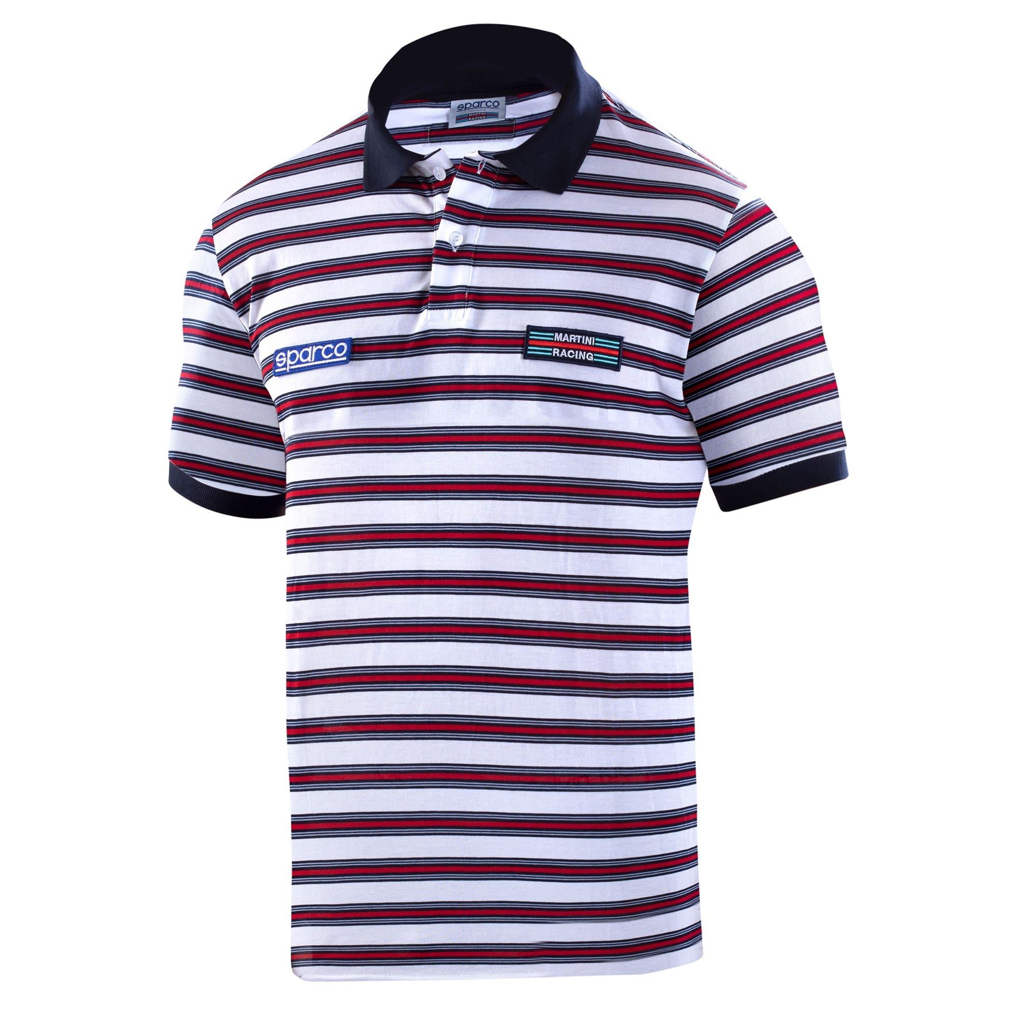 SPARCO Polo Replica Sportline Stripes Martini bianca 