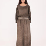 SANCTAMUERTE Pantalone modello palazzo Light in misto lana bengal brown 