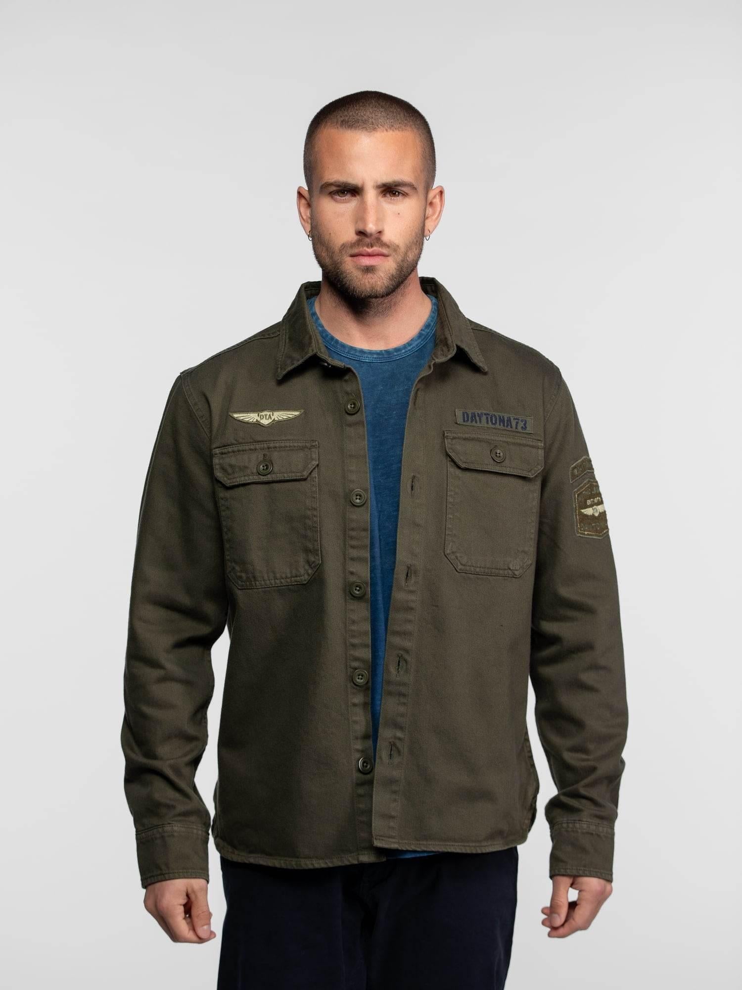 DAYTONA 73 Camicia militare uomo Jeffbull light khaki 