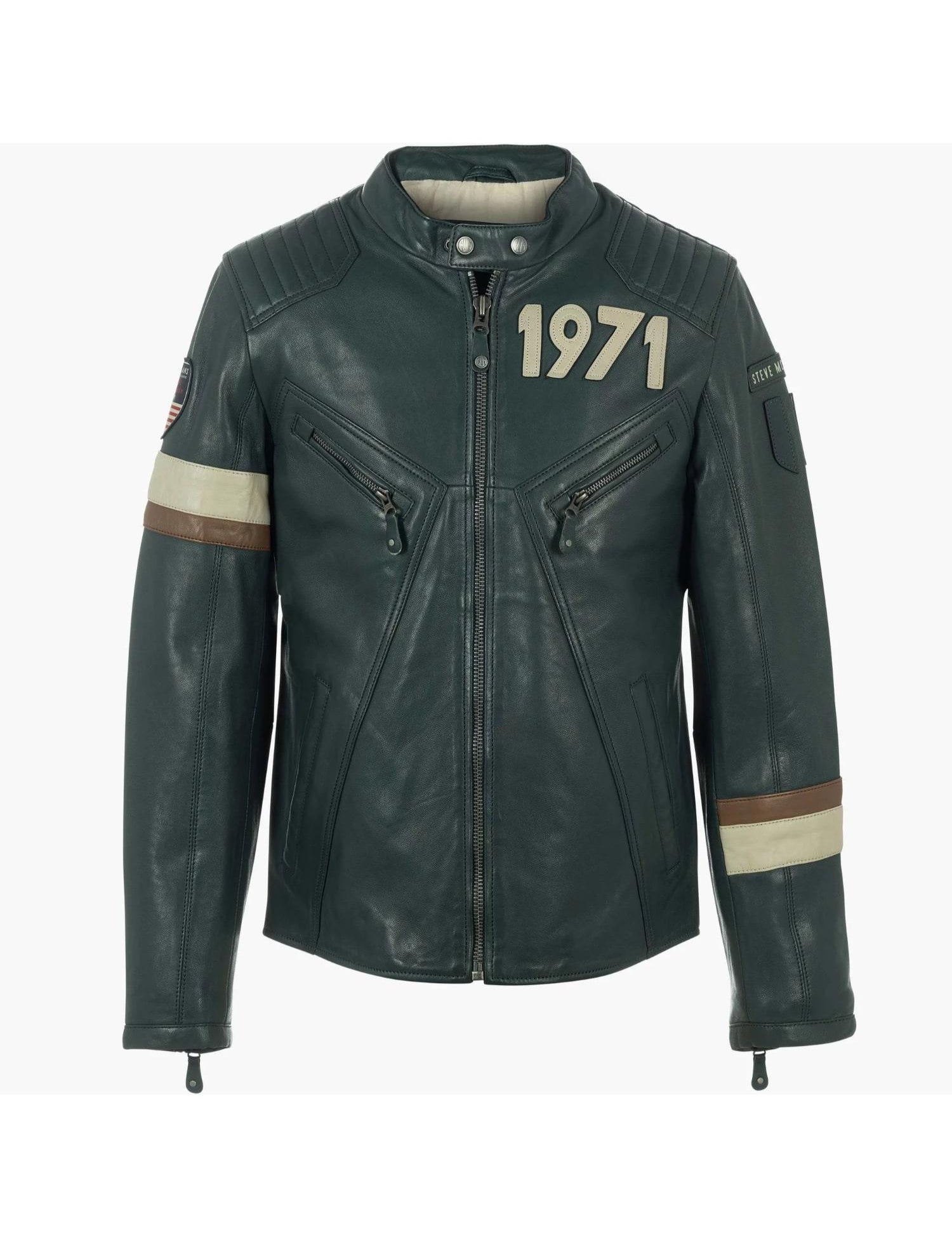 STEVE MCQUEEN Giubbotto uomo in pelle Bill Petrol 