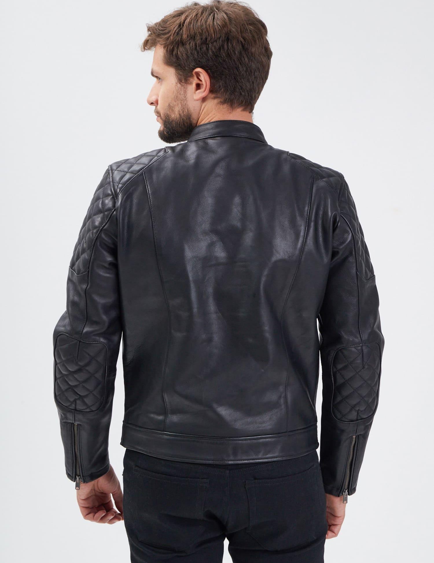 DAYTONA 73 Giacca in pelle nera uomo Cobalt 