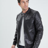 DAYTONA 73 Giacca in pelle nera uomo Stirling 