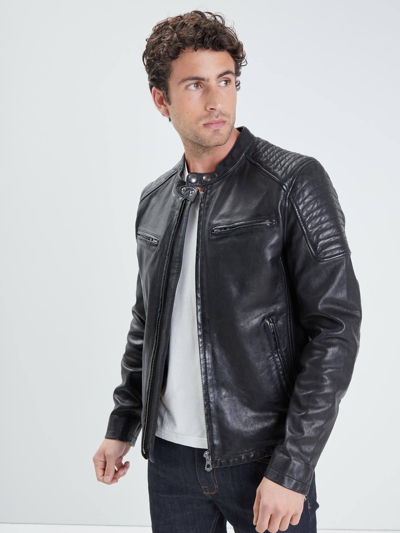 DAYTONA 73 Giacca in pelle nera uomo Stirling 