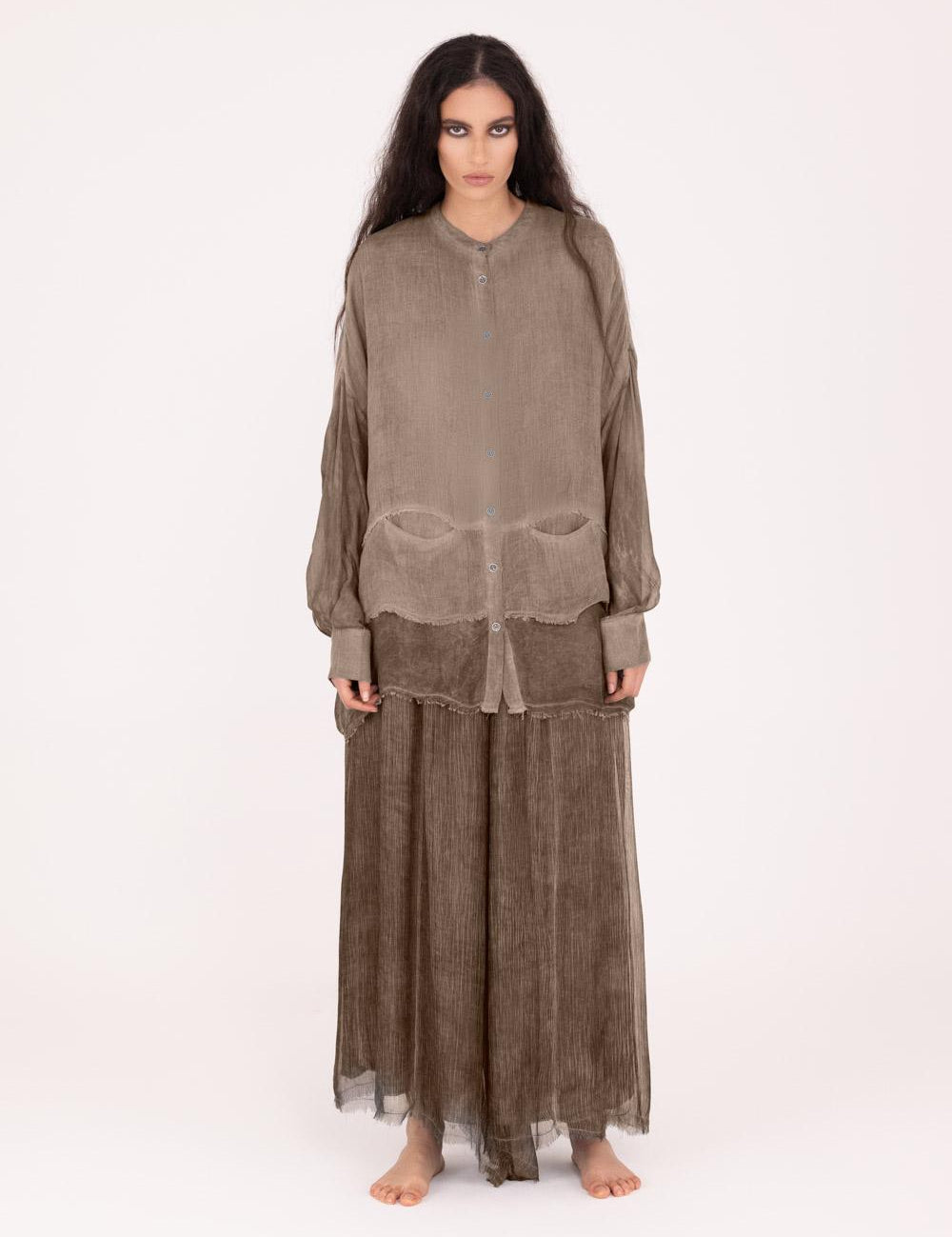 SANCTAMUERTE Giacca OVER62064000 in misto seta bengal brown 