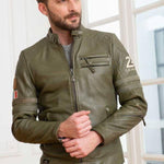 LE MANS Giubbotto uomo Silverstone Sheep Crown in pelle montone kaki L 