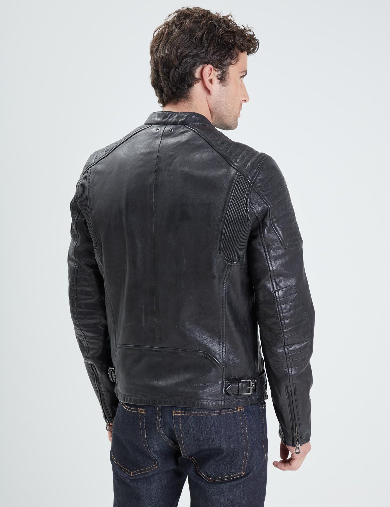 DAYTONA 73 Giacca in pelle nera uomo Stirling 