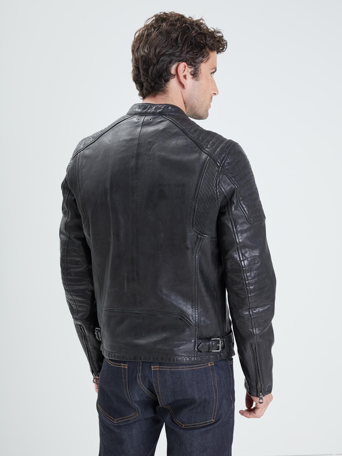 DAYTONA 73 Giacca in pelle nera uomo Stirling 