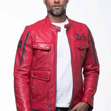 LE MANS Giubbotto uomo Lagache4 pelle montone rosso 2XL 