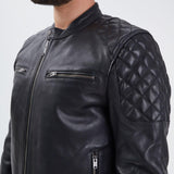 DAYTONA 73 Giacca in pelle nera uomo Cobalt 