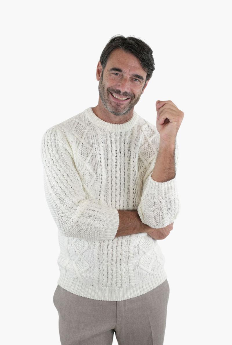 RAKKI Maglione girocollo bianco uomo The King of Cool 