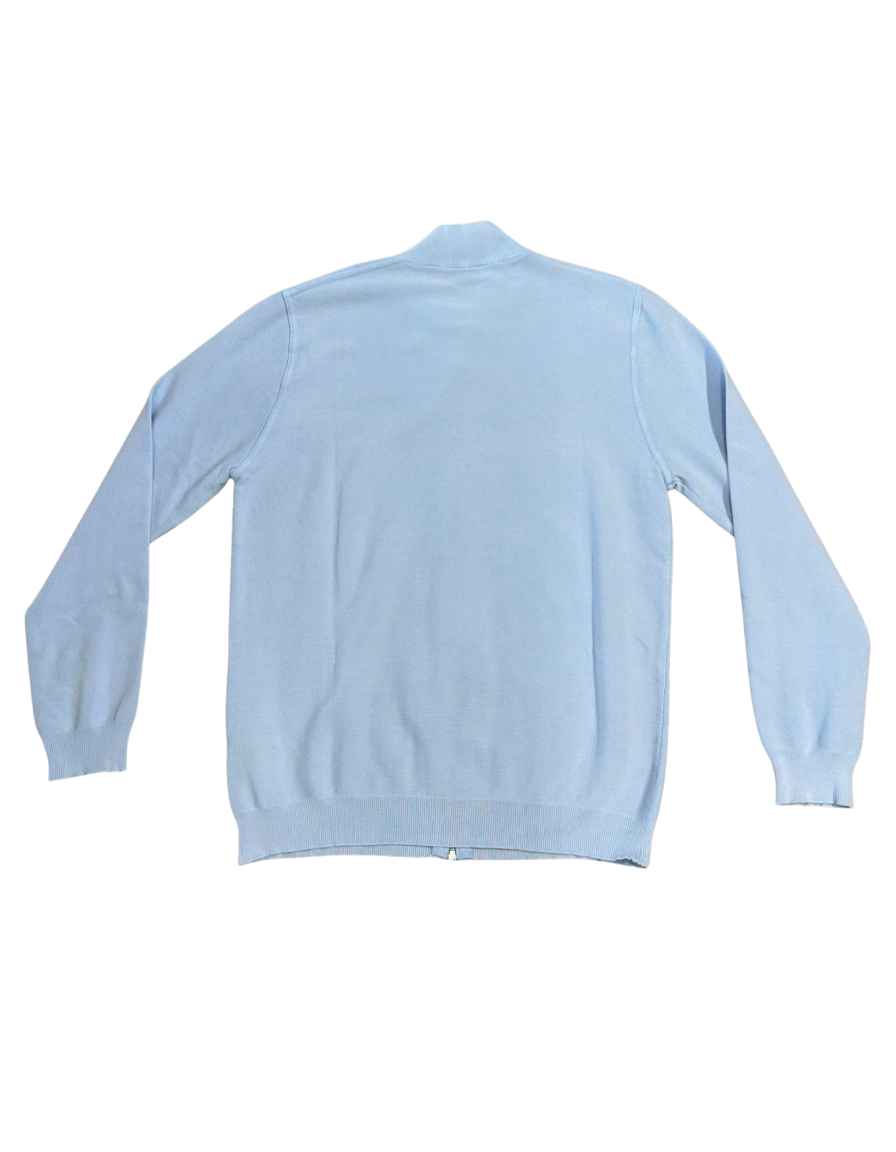 FRANCESCO PIERI MAGLIERIA Maglia modello Philip con zip in cotone azzurro 