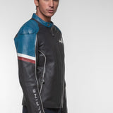 LE MANS Giacca uomo Alpine A424 in pelle blu navy 