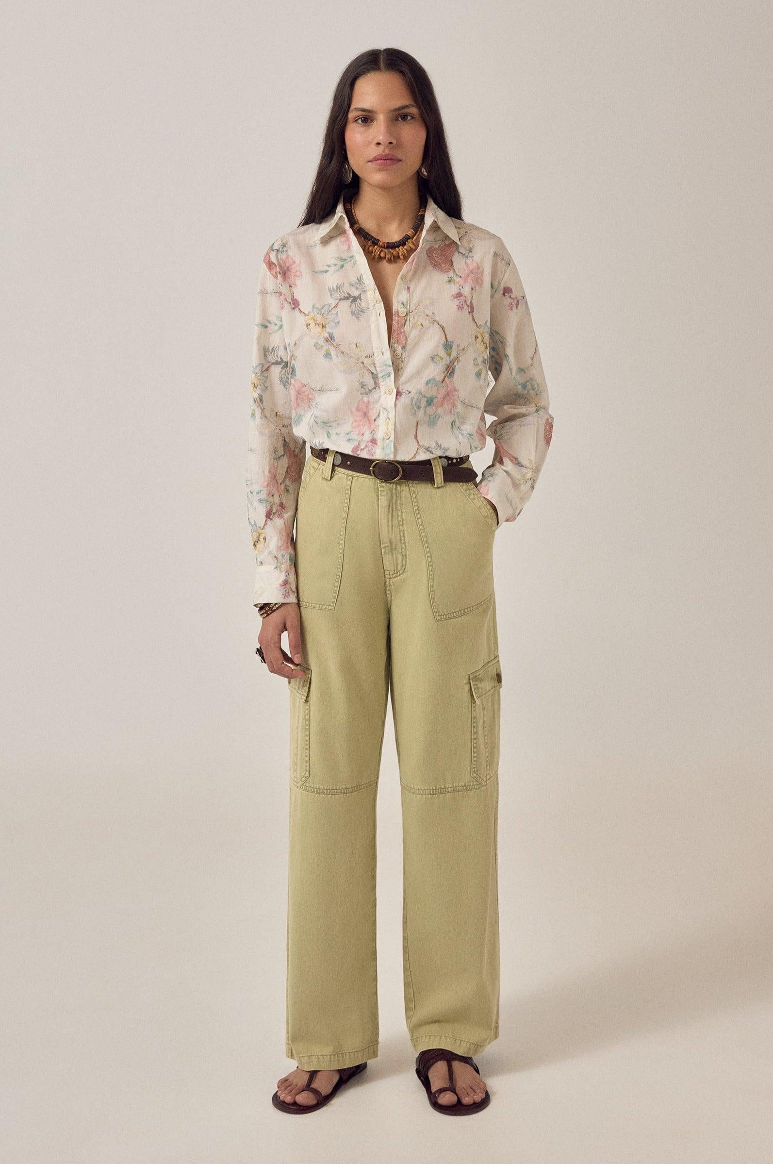MAISON HOTEL Pantalone donna Pika cargo in cotone khaki 