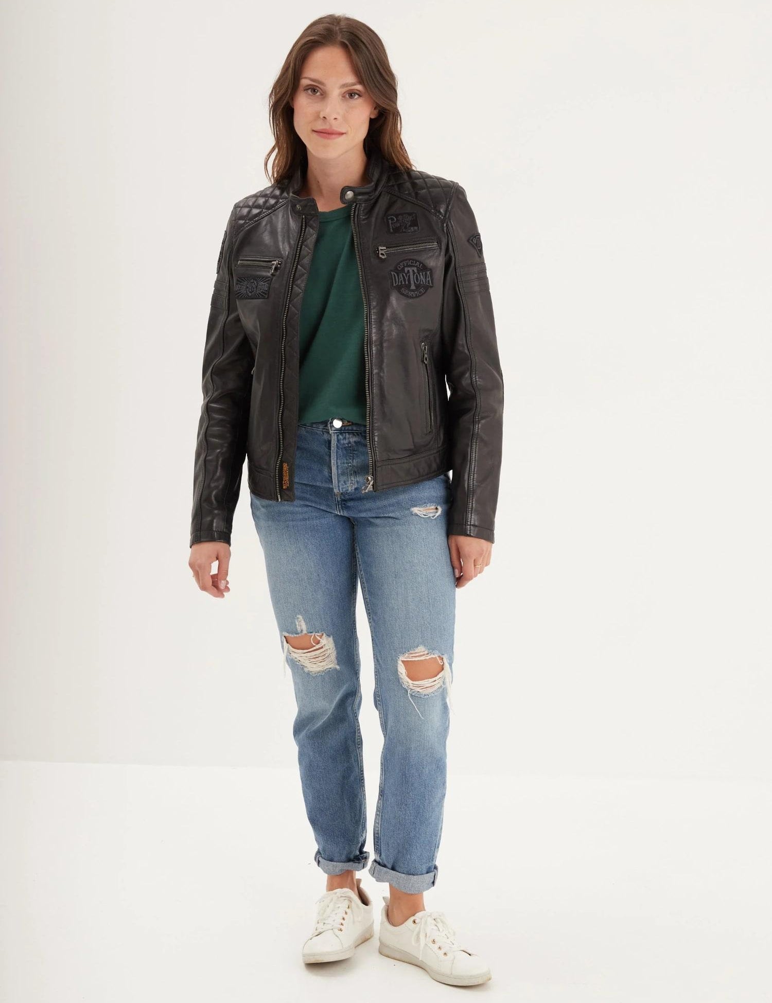 DAYTONA 73 Giacca donna in pelle nera Walkora Black 