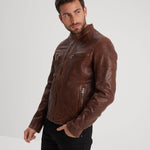 DAYTONA 73 Giacca uomo in pelle dark cognac Bishop 