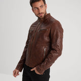 DAYTONA 73 Giacca uomo in pelle dark cognac Bishop 