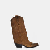 METISSE Stivali Texani in Camoscio Taupe 