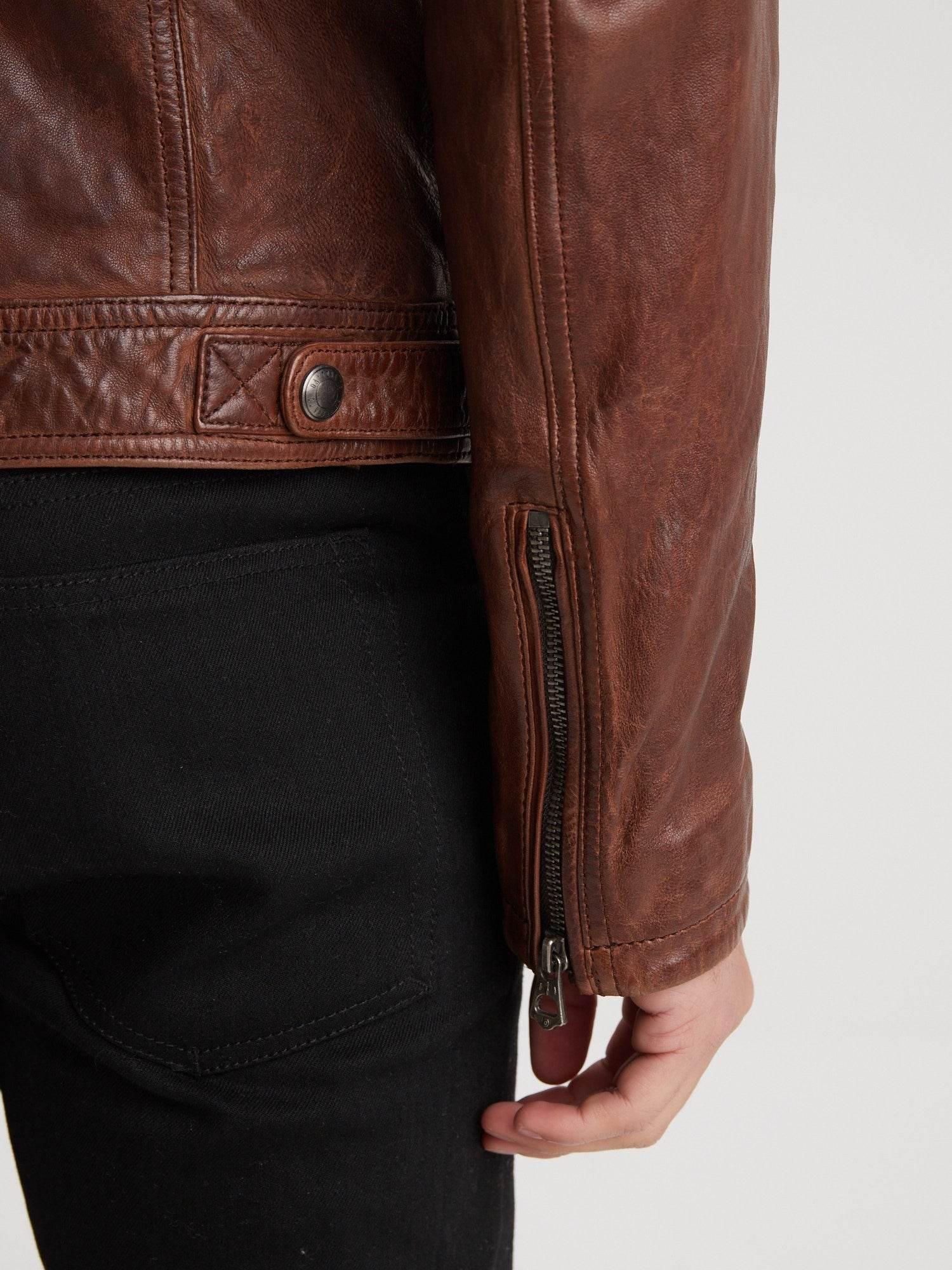 DAYTONA 73 Giacca uomo in pelle dark cognac Bishop 