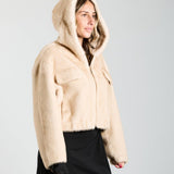 OVER/D Giubbotto Ecopelliccia con Cappuccio 