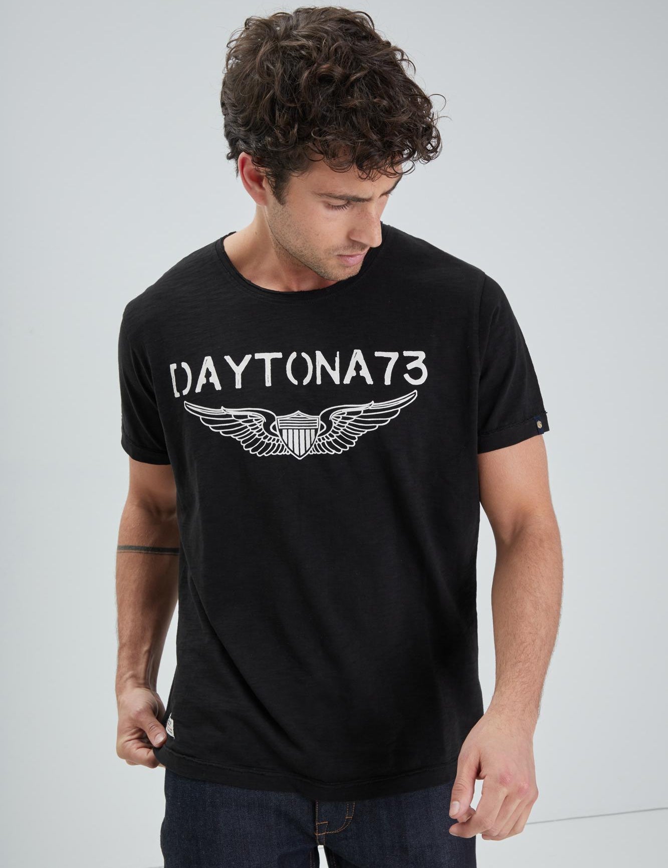 DAYTONA 73 T-shirt uomo American Slub nera 
