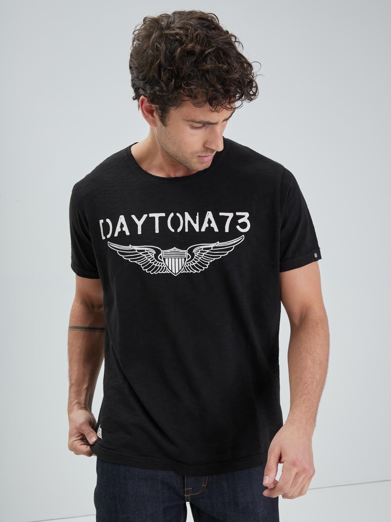 DAYTONA 73 T-shirt uomo American Slub nera 