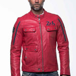 LE MANS Giubbotto uomo Lagache4 pelle montone rosso 2XL 