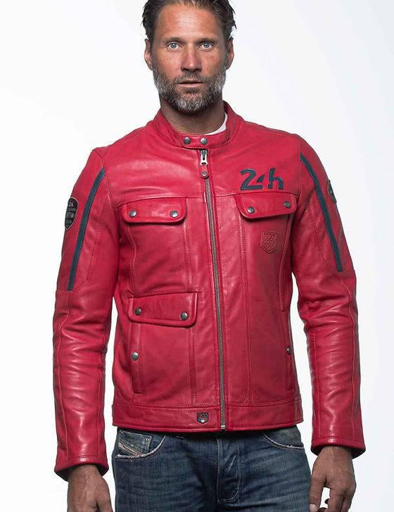 LE MANS Giubbotto uomo Lagache4 pelle montone rosso 2XL 