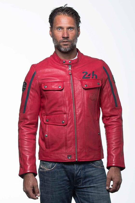 LE MANS Giubbotto uomo Lagache4 pelle montone rosso 2XL 