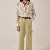 MAISON HOTEL Pantalone donna Pika cargo in cotone khaki 