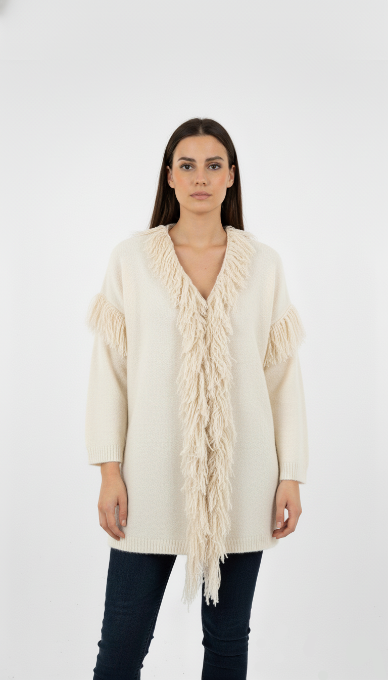 RAKKI Cardigan donna Philosophy Woman bianco lana 
