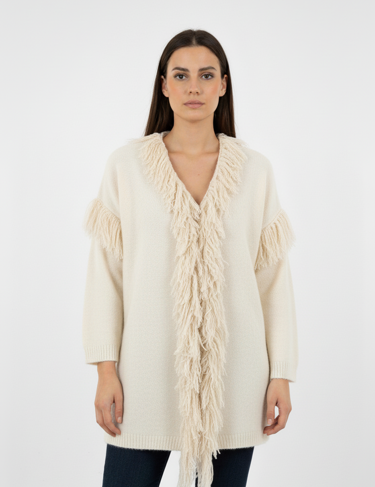 RAKKI Cardigan donna Philosophy Woman bianco lana 