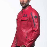 LE MANS Giubbotto uomo Lagache4 pelle montone rosso 2XL 