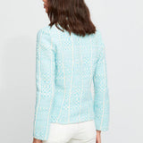 ALDO MARTINS Blazer donna 8262 Pecs panna/azzurro in misto cotone 