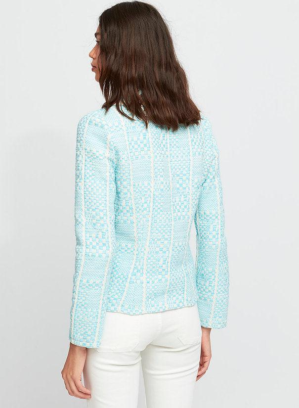 ALDO MARTINS Blazer donna 8262 Pecs panna/azzurro in misto cotone 