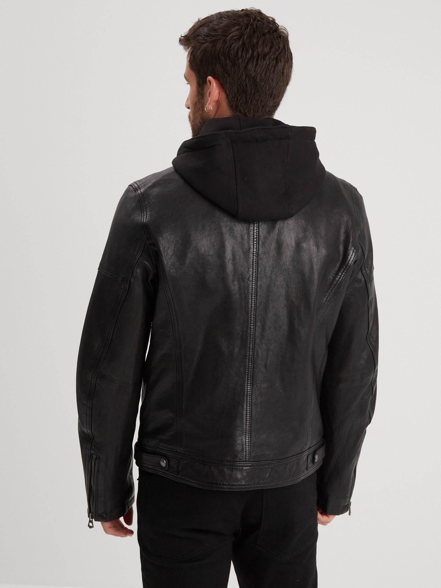 DAYTONA 73 Giacca uomo in pelle nera Bishop Black 