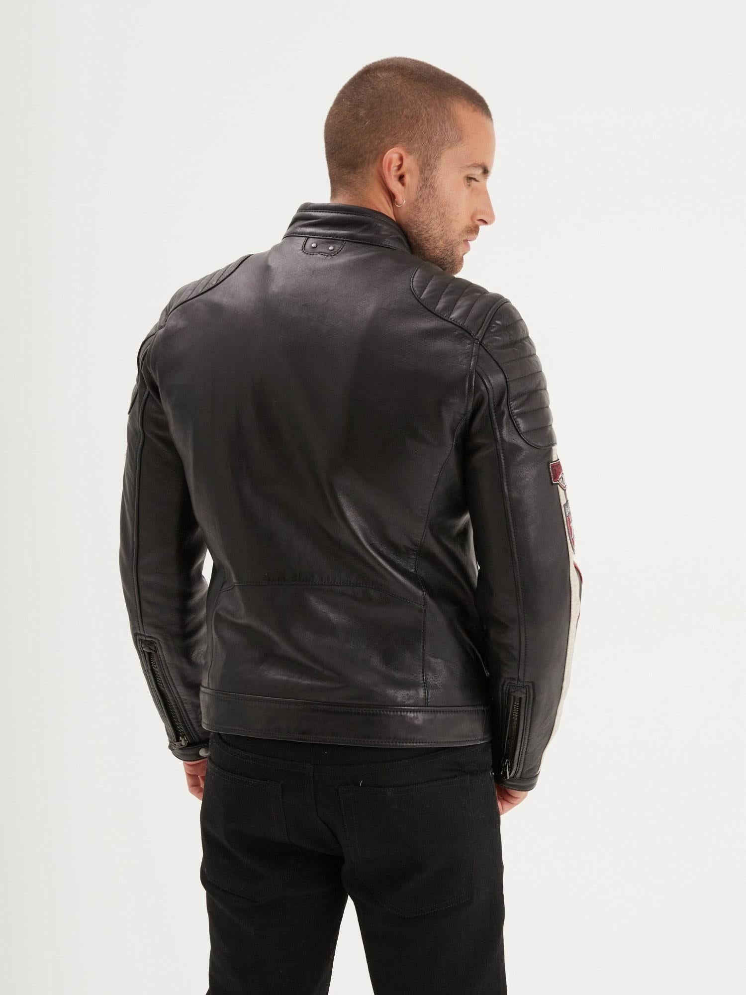 DAYTONA 73 Giacca uomo in pelle nera Gasly Black 
