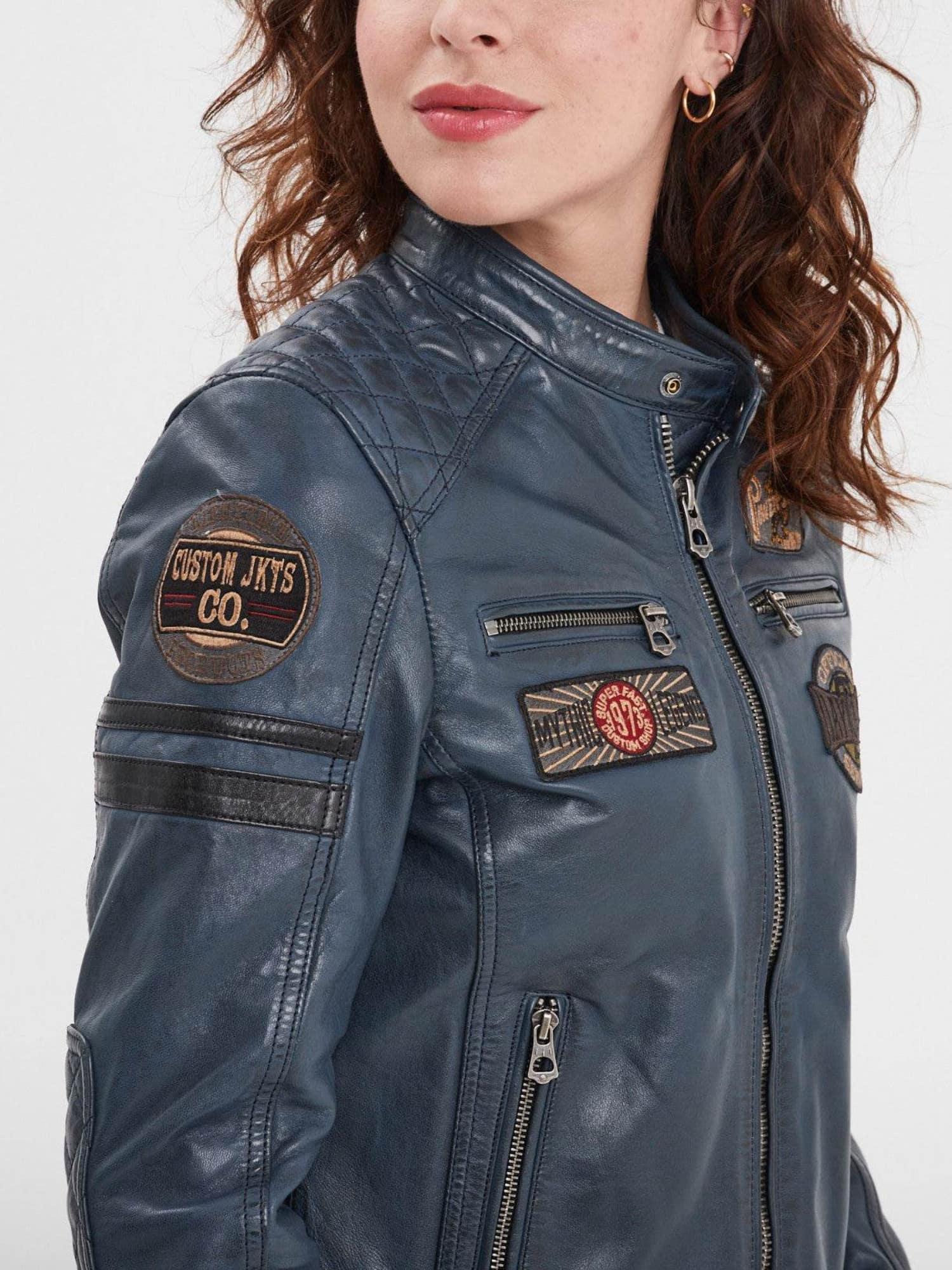 DAYTONA 73 Giacca donna in pelle blu Walkora Blue 