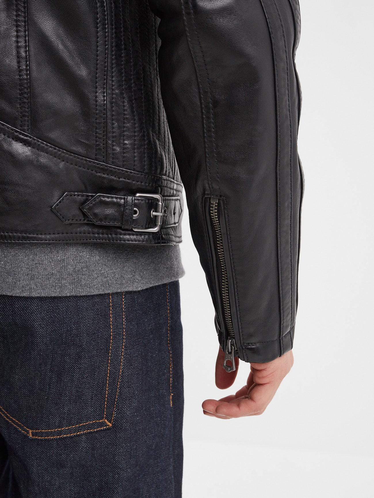 DAYTONA 73 Giacca in pelle nera uomo Wartburg 