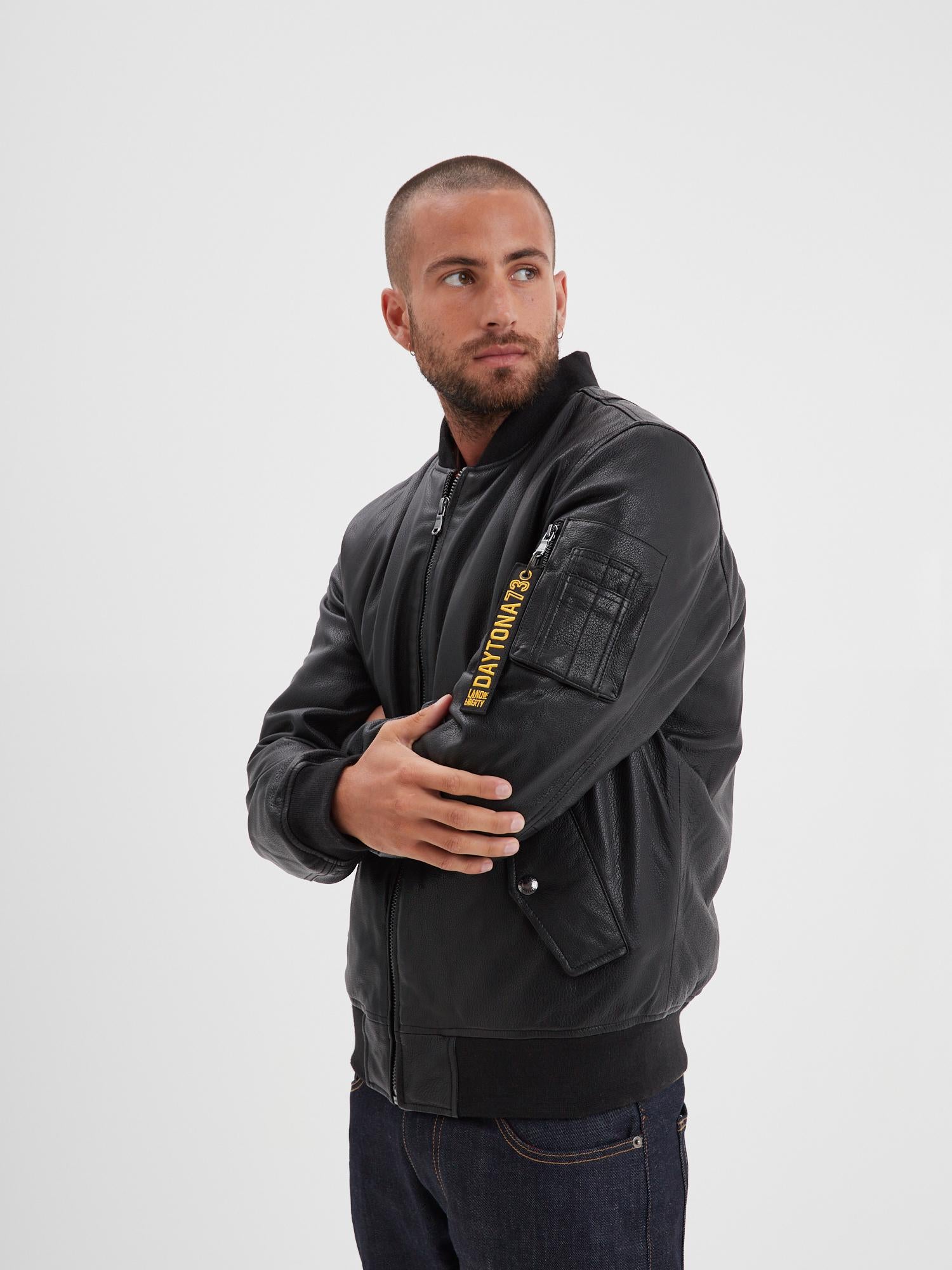DAYTONA 73 Giacca in pelle nera uomo Redmond 