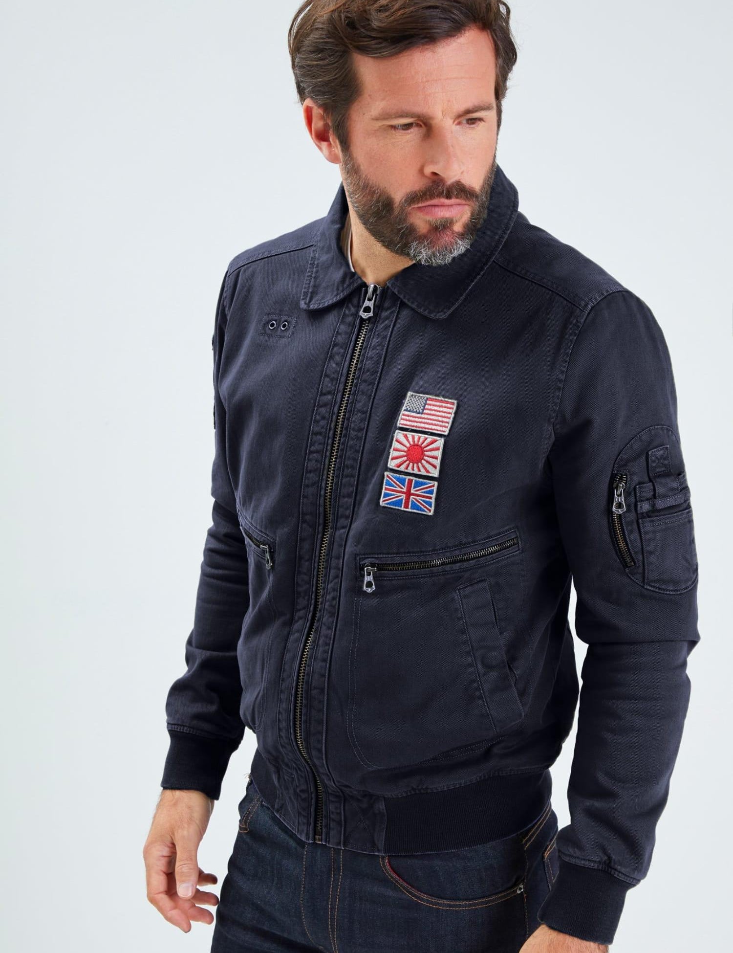 DAYTONA 73 Blouson Robery uomo in twill blu 