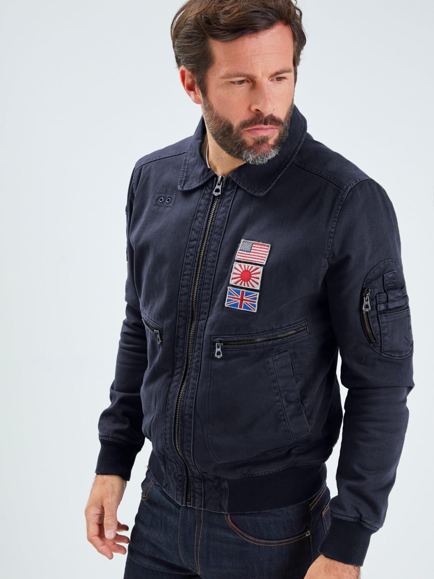 DAYTONA 73 Blouson Robery uomo in twill blu 