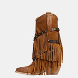 METISSE Stivali Texani in Camoscio Cuoio 