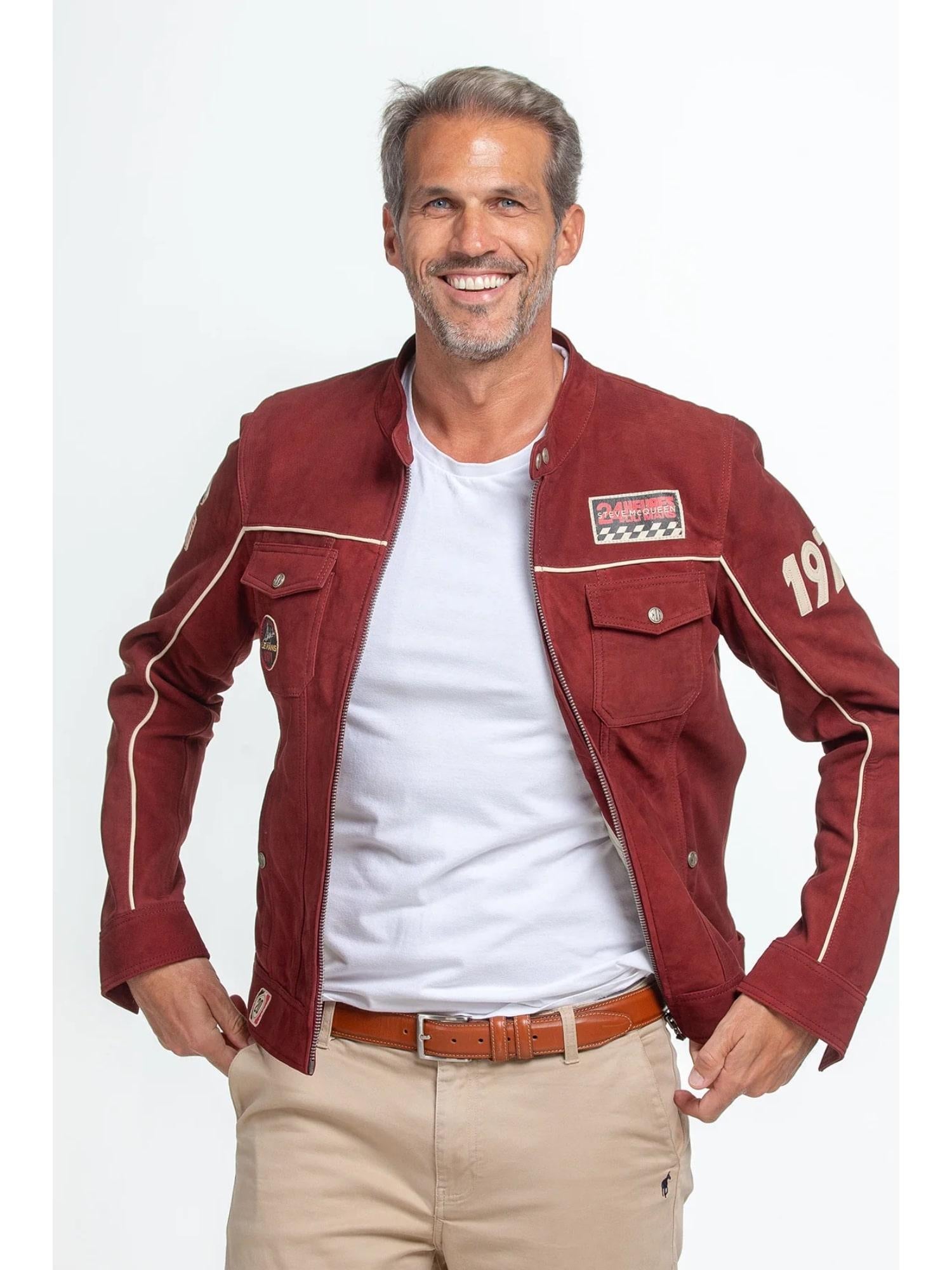 STEVE MCQUEEN Giubbotto uomo in pelle rosso Tom Dark Red 